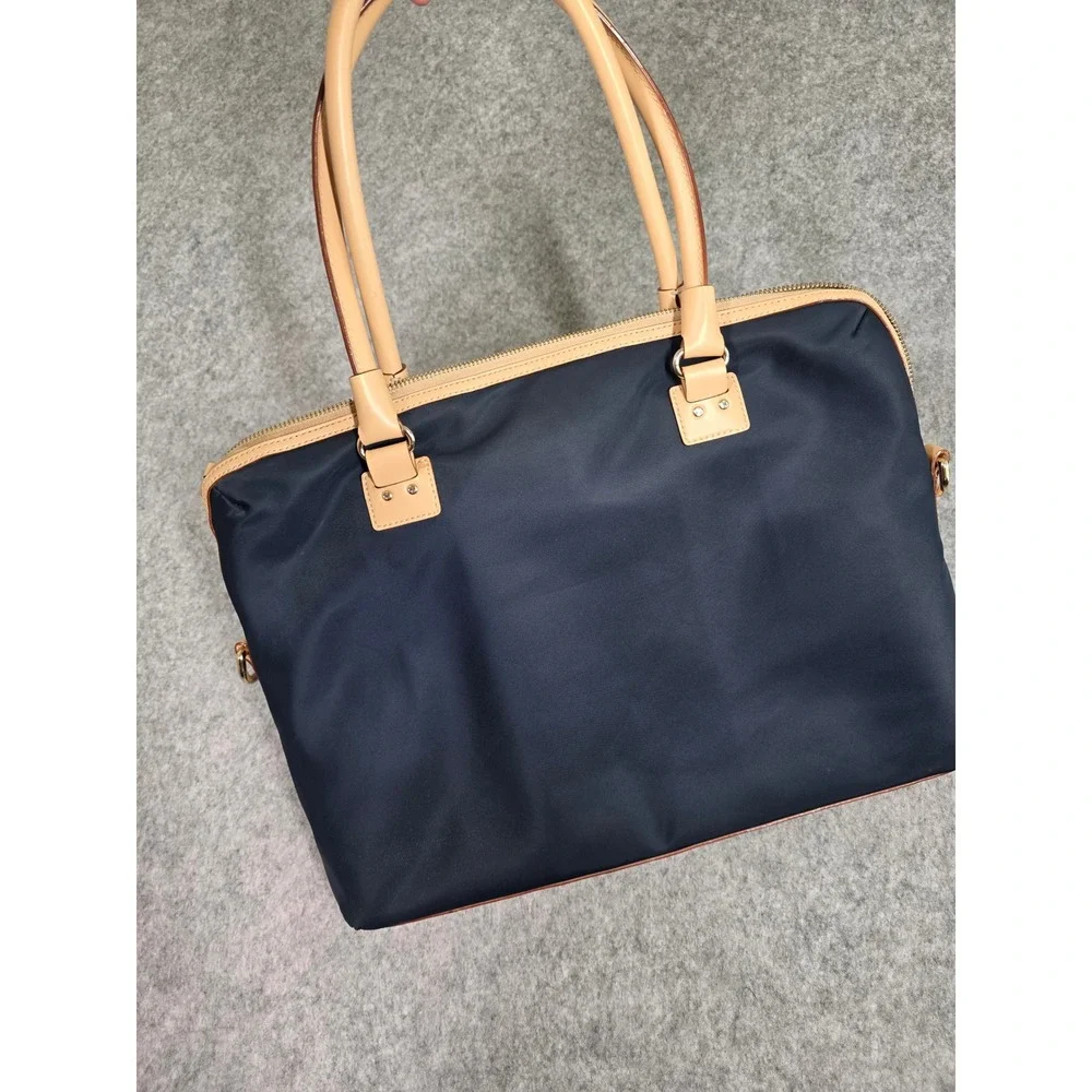 Kate Spade Kennedy Park Calista Laptop Bag‎ Navy Blue Nylon Leather Trim Lined